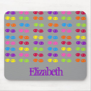 Eyes Neon Rainbow Monogram Name Pattern Mousepad