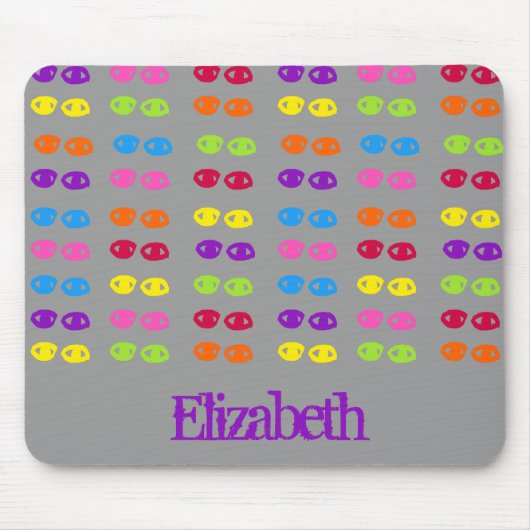 Eyes Neon Rainbow Monogram Name Pattern Mousepad (Vorne)