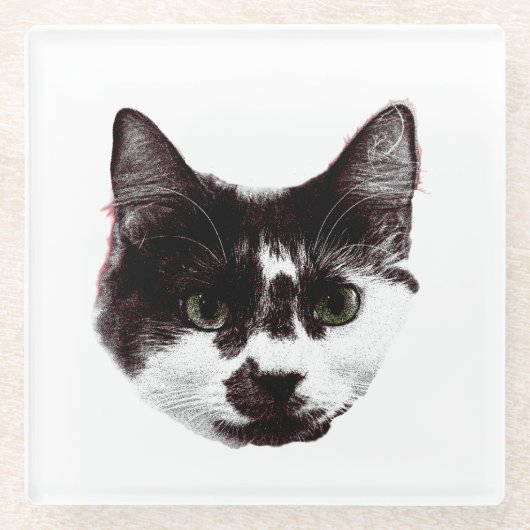 Eyes on Your Drink | Cat Face Glasuntersetzer (Vorderseite)