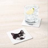 Eyes on Your Drink | Cat Face Rechteckiger Pappuntersetzer (Vor Ort)