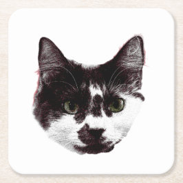 Eyes on Your Drink | Cat Face Rechteckiger Pappuntersetzer