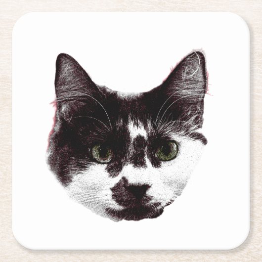 Eyes on Your Drink | Cat Face Rechteckiger Pappuntersetzer (Vorderseite)