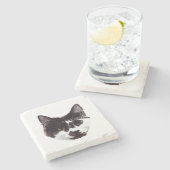 Eyes on Your Drink | Cat Face Steinuntersetzer (Seitenansicht)