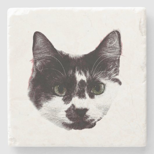 Eyes on Your Drink | Cat Face Steinuntersetzer (Vorderseite)