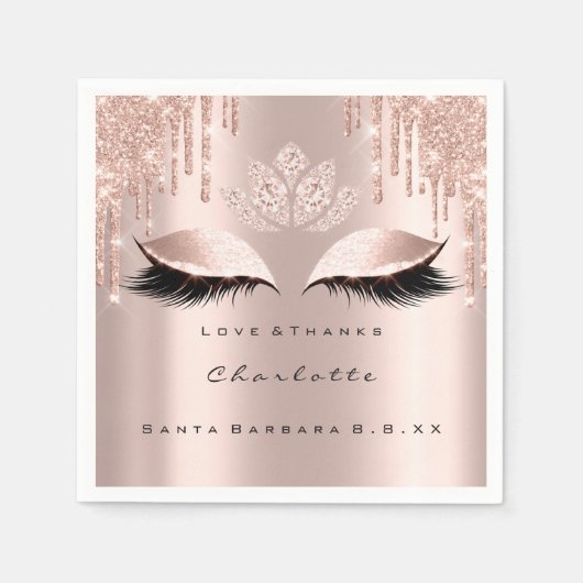 Eyes Rose Gold Glitzer Tropfen Park Diamond Lotus Serviette (Vorderseite)