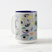 Eyes Stars Pflanze Moderne Minimal Art Zweifarbige Tasse (Vorderseite Links)