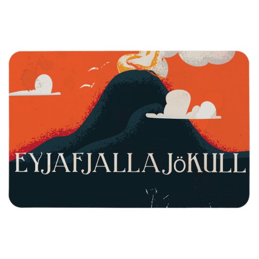 Eyjafjallajökull Volcano Travel Poster Magnet (Horizontal)
