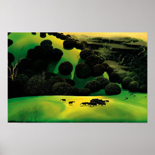 Eyvind Earle - Pferdeherde - Magischer Realismus Poster