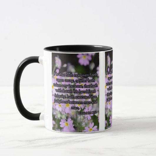 Ezekiel 18:8 KJV Bible Verse Pic Two-Tone Tasse (Links)