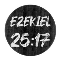 Ezekiel 25 17 Grunge-Typografie-Verse-Label