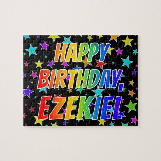 "EZEKIEL" Vorname, Spaß "GLÜCKLICHER GEBURTSTAG" Puzzle (Horizontal)