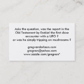 Ezekiels Rad des Feuers: UFO? Visitenkarte (Rückseite)