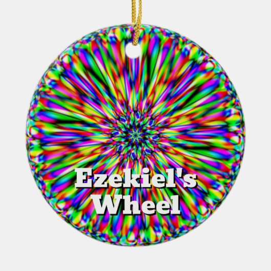 Ezekiels Rad (Sie können die Wörter ändern) Keramik Ornament (Vorne)