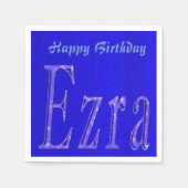 Ezra, Name, Logo, Blue Birthday Logo, Serviette (Vorderseite)