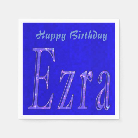 Ezra, Name, Logo, Blue Birthday Logo, Serviette (Vorderseite)