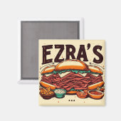 Ezras Deli Square Magnet (Vorderseite/Rückseite)