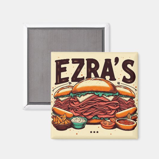 Ezras Deli Square Magnet (Vorderseite/Rückseite)
