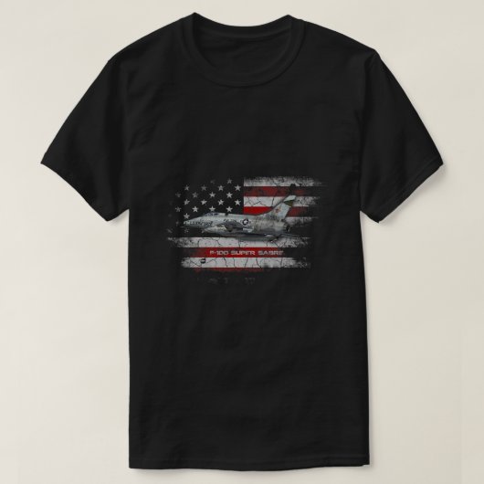 F100 Super Saber Jet Fighter Flugzeug American Fla T-Shirt (Design vorne)