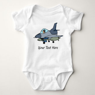 F16 FALKON- und Pilot-Cartoon-Design Baby Strampler