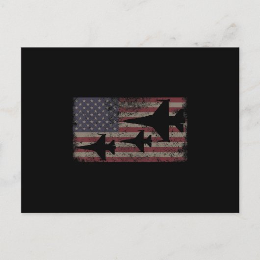 F16 Fighter Jet Plane USA Flag Patriot Ankündigungspostkarte (Vorderseite)