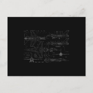 F16 Jet Aircraft Fighter Jet Blueprint Design Postkarte