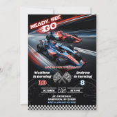 F1 Zwei-Rennwagen Gemeinsamer Geburtstag Einladung (Vorderseite)