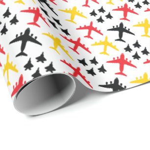 F22 C17 KC135 in Rot-Gelb und Schwarz Geschenkpapier