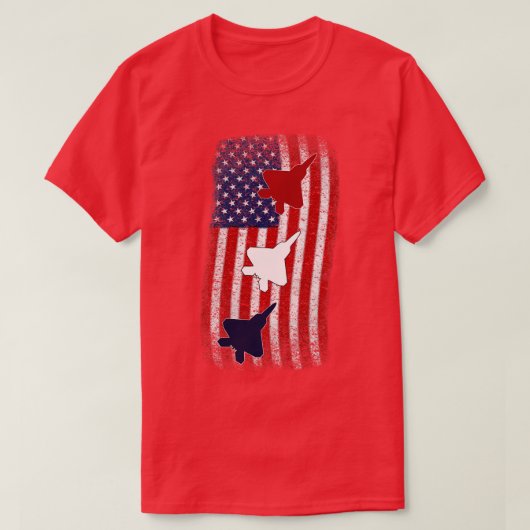 F22 Raptor American Flag 4. Juli Red White Blu T-Shirt (Design vorne)