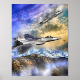 F22 RAPTOR JETS ÜBER AMERIKA POSTER