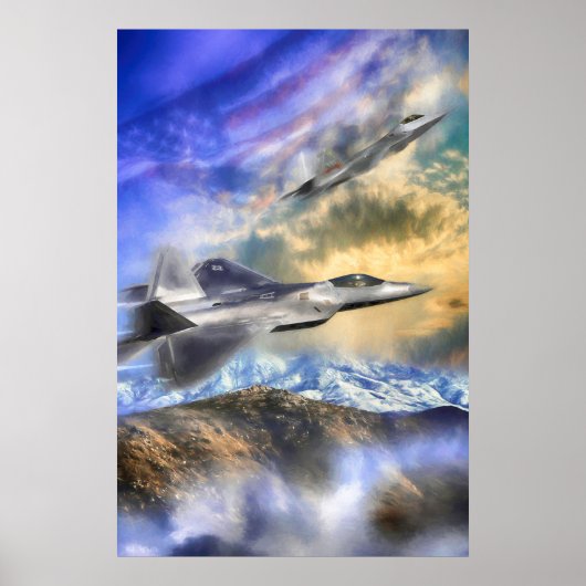 F22 RAPTOR JETS ÜBER AMERIKA POSTER (Vorne)