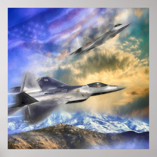 F22 RAPTOR JETS ÜBER AMERIKA POSTER (Vorne)