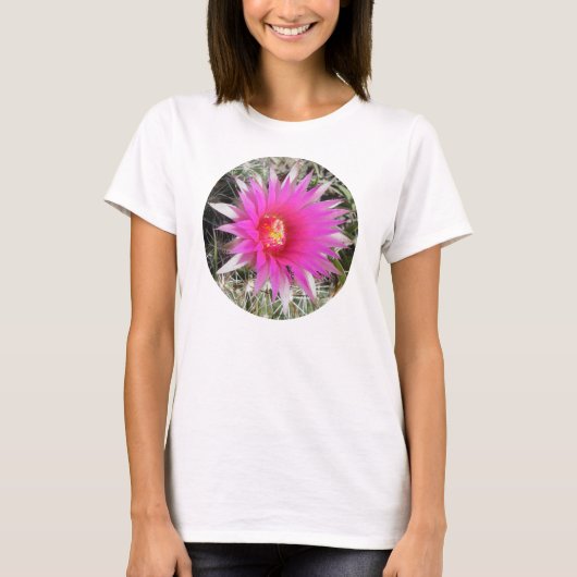 F29w Ball Cactus Blume "Escobaria vivipara" T-Shirt (Vorderseite)