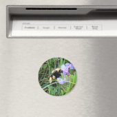 F2 Biene auf Lila Wildblume Magnet (In Situ (Geschirrspüler))
