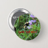 F2 Biene auf lila Wildblumen Button (Vorne & Hinten)