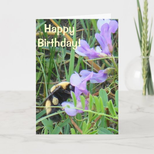 F2 Biene auf Lila Wildblumen Karte (Vorderseite)