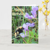 F2 Biene auf Lila Wildblumen Karte (Gelbe Blume)