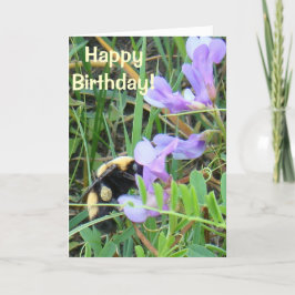 F2 Biene auf Lila Wildblumen Karte