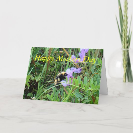 F2 Biene auf Lila Wildblumen Karte (Vorderseite)