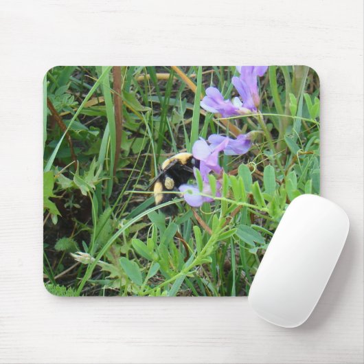 F2 Biene auf Lila Wildblumen Mousepad (Mit Mouse)