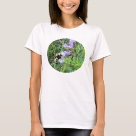 F32w Bee auf Lila Wildblumen T-Shirt