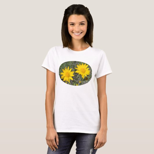 F35wma Gelbe Wildblumen Niezeweed T-Shirt (Vorne ganz)