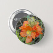 F40 Orange Wilde Blumen Scharlach-Malve Button (Vorne & Hinten)