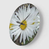 F42 Weiße Wildblumen glatter Aster Große Wanduhr (Winkel)