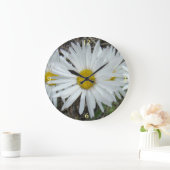 F42 Weiße Wildblumen glatter Aster Große Wanduhr (Zuhause)