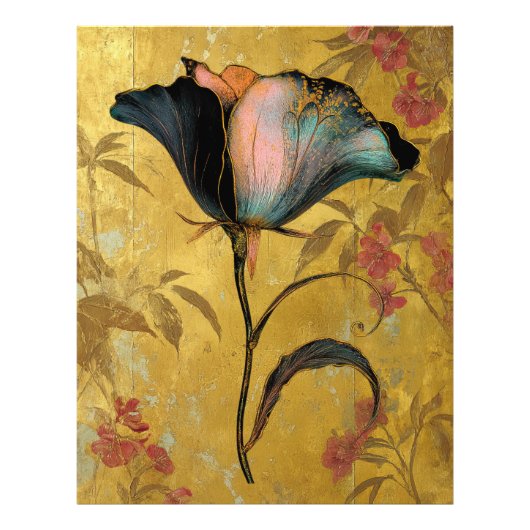 *~* F4  Elegant Flower Gold  Vintage 23 Fotodruck (Vorne)