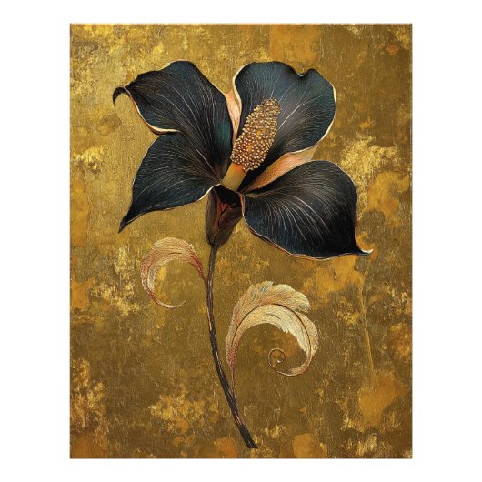 *~* F4 Elegante Blume Gold Vintag 5 Fotodruck (Vorne)