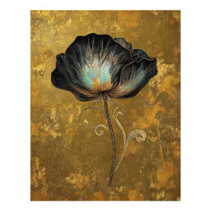 *~* F4 Elegante Blume Gold Vintage 14 Fotodruck