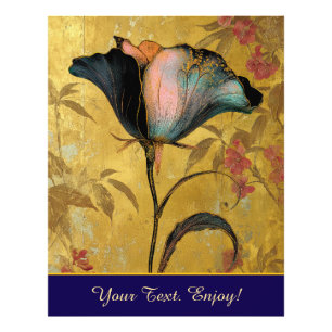 *~* F4  Elegante Blume Gold  Vintage 23 Fotodruck