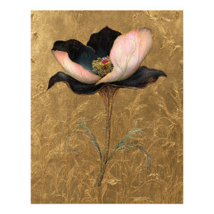 *~* F4 Elegante Blume Gold Vintage 4 Fotodruck