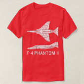 F4 Phantom II Jet Fighter Bomber Flugzeug Silhouet T-Shirt (Design vorne)